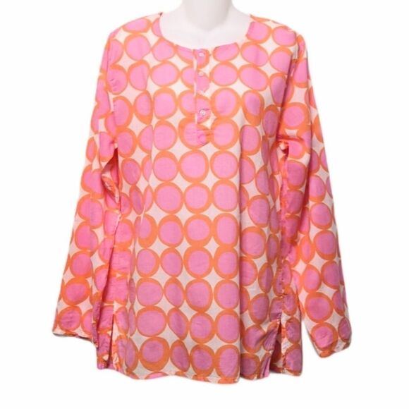 SEE DESIGN 70's Circle Dot Mod Popover Tunic M - Picture 8 of 8